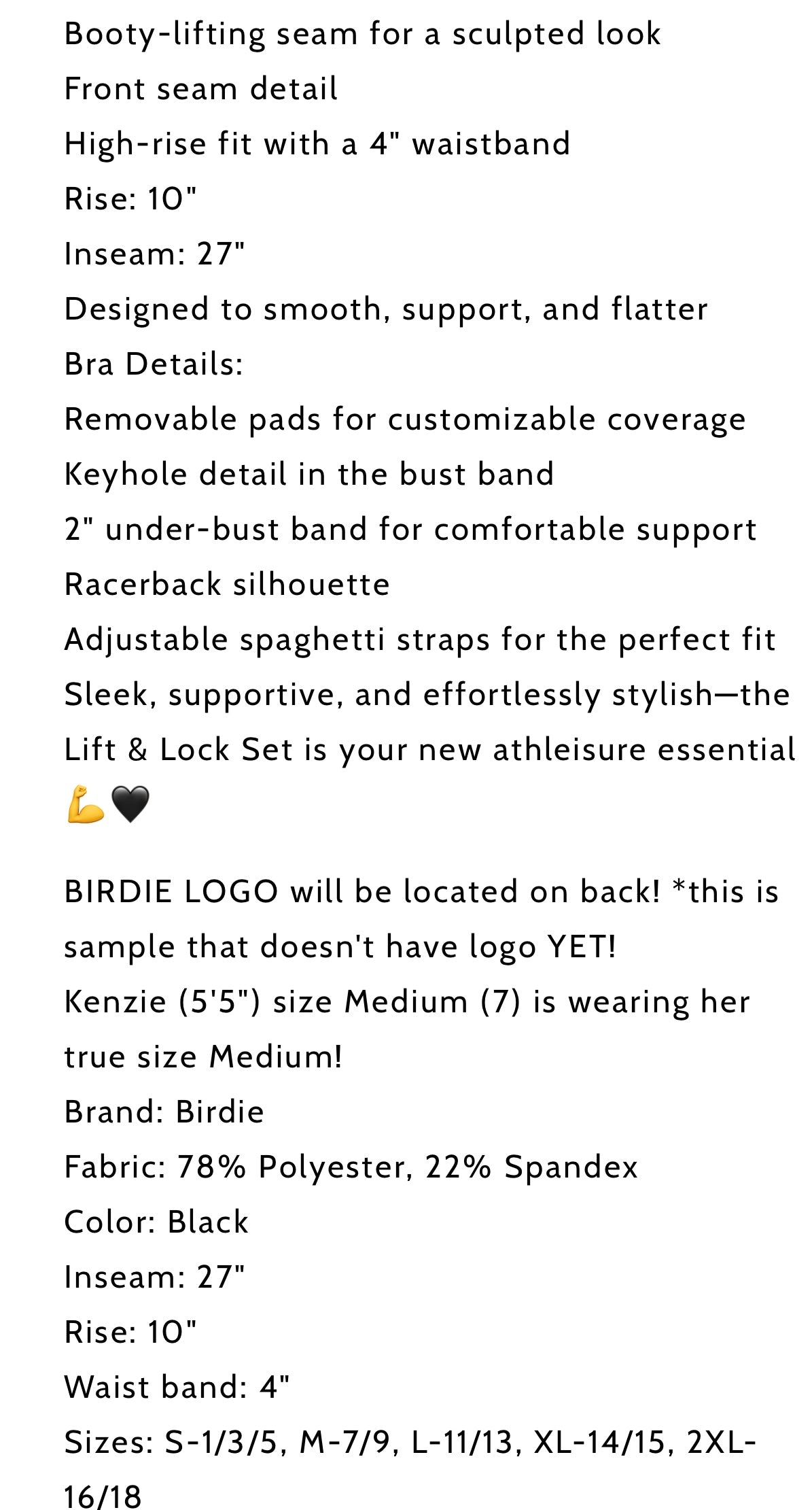 Lift & lock bra||legging set