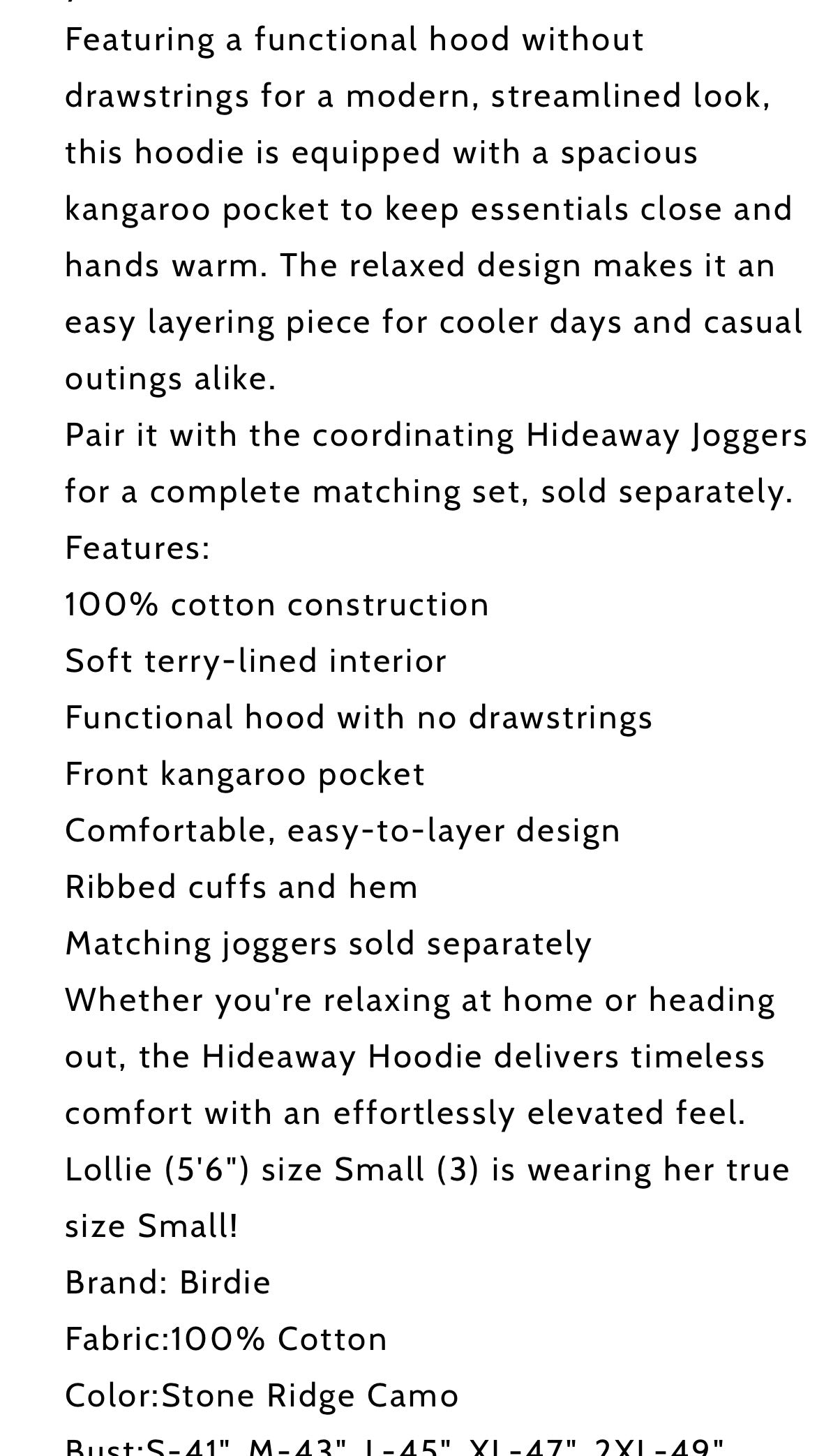Hideaway hoodie in stone ridge camo(PREORDER-arriving early October)