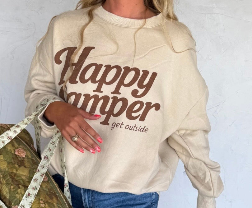Happy camper crewneck (PREORDER- arriving end of July/early August)