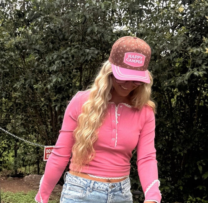 Happy camper trucker hats(PREORDER- arriving mid/end July)