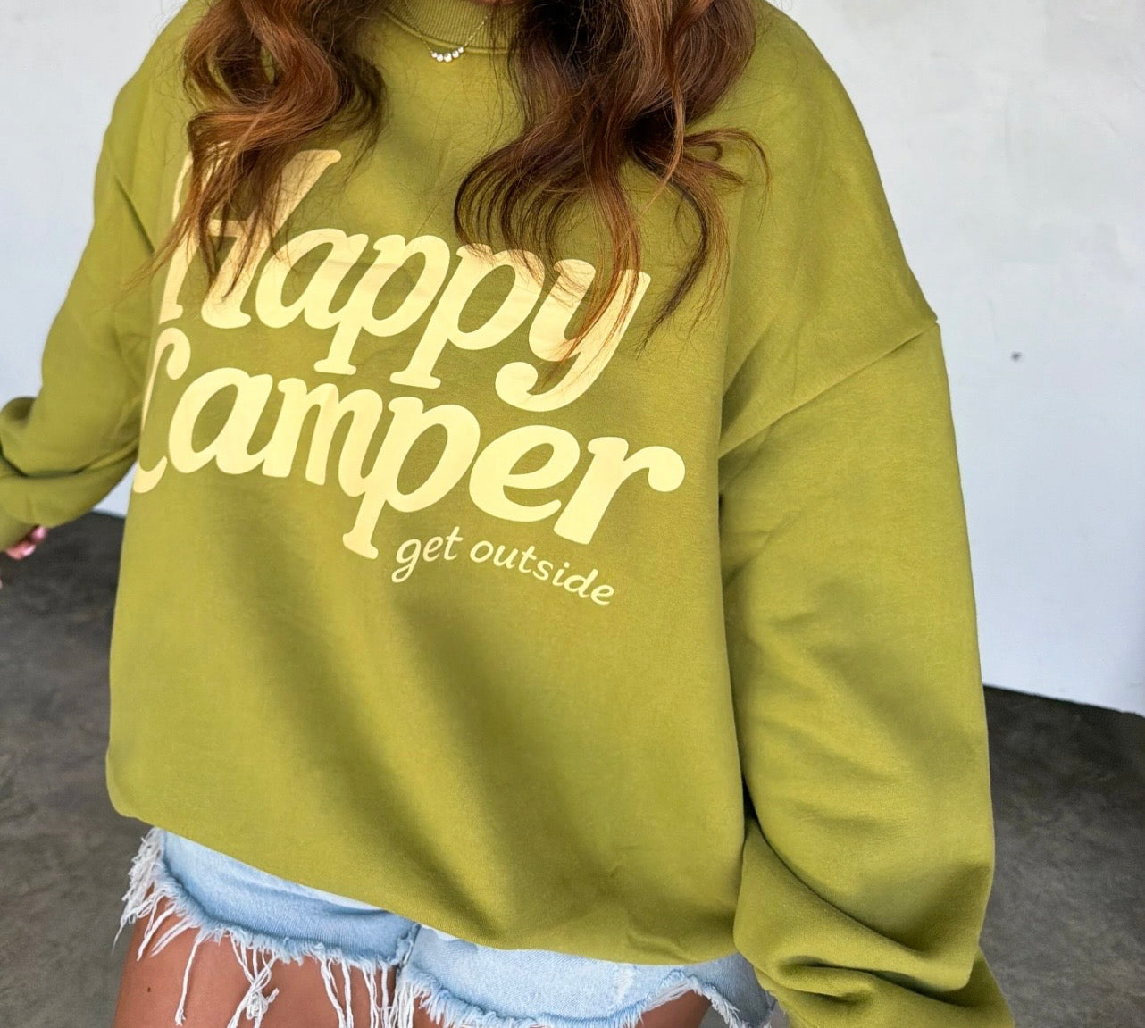 Happy camper crewneck (PREORDER- arriving end of July/early August)