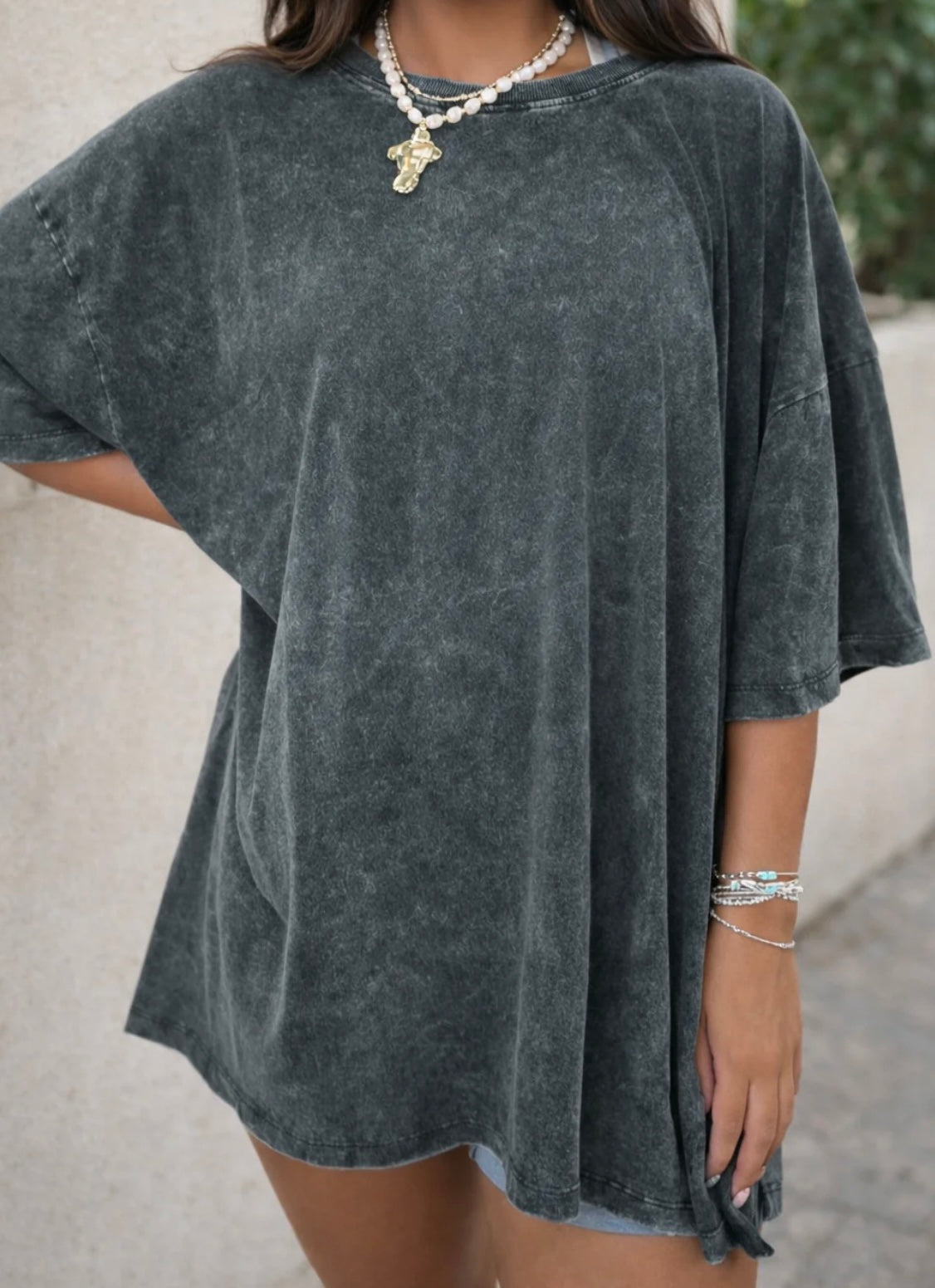 Grey mineral wash top