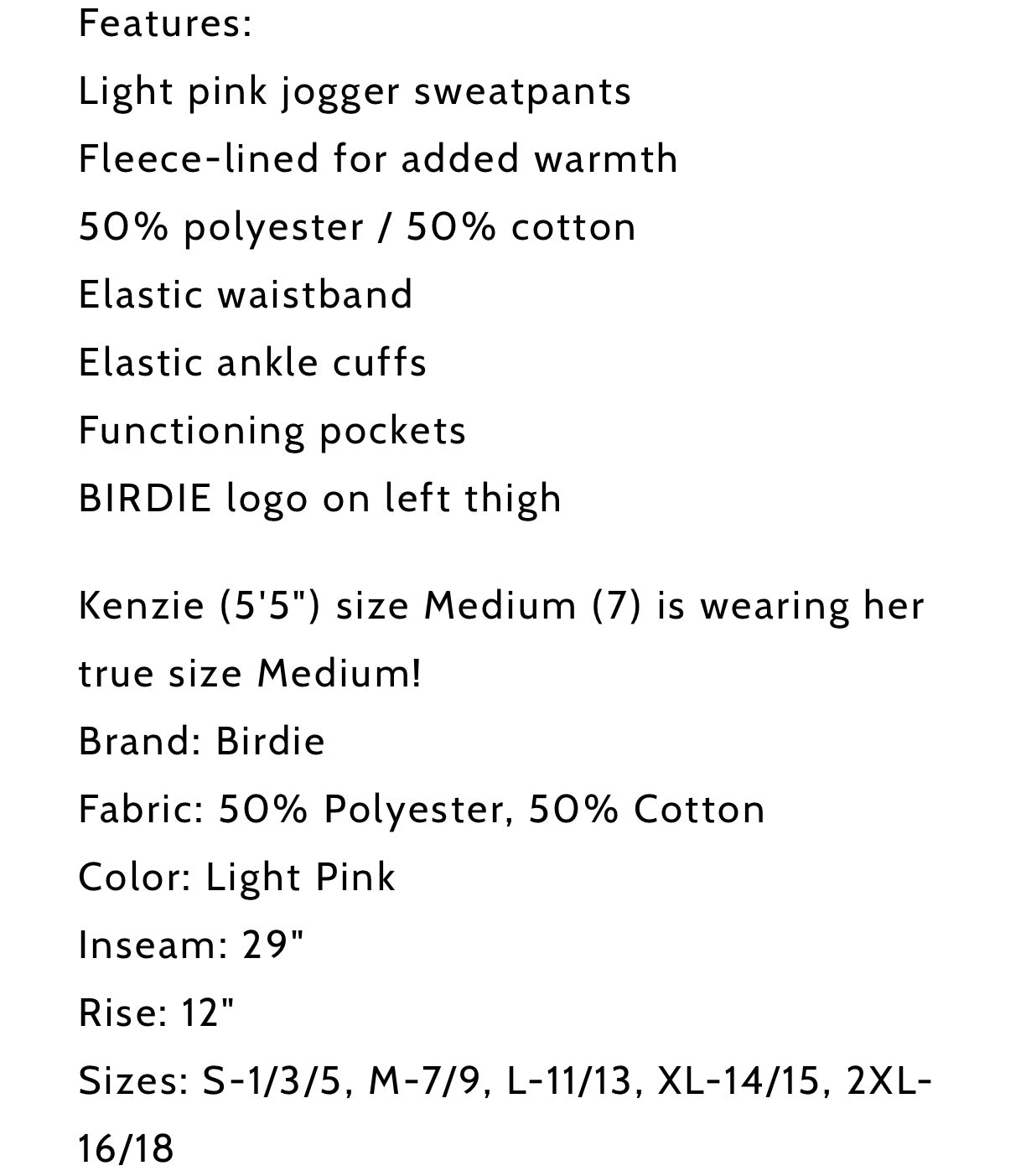 Light pink every day jogger sweats