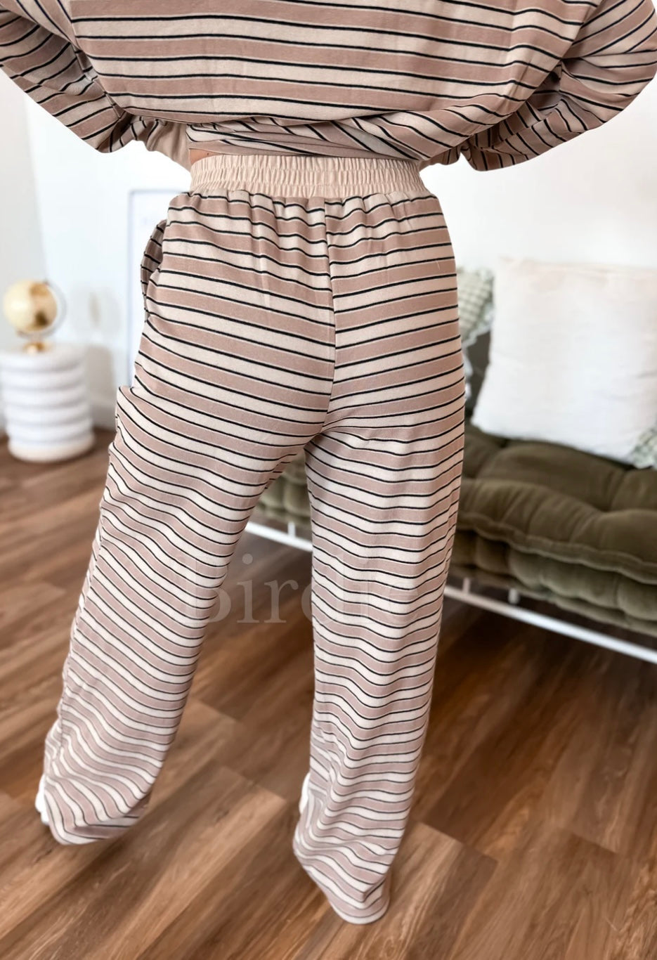 Long sleeve stripe set in cinnamon sugar (PREORDER- arriving early September)