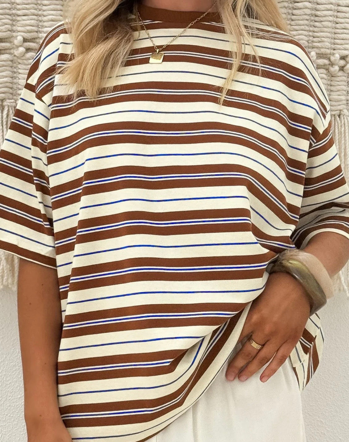 Brown stripe oversize top