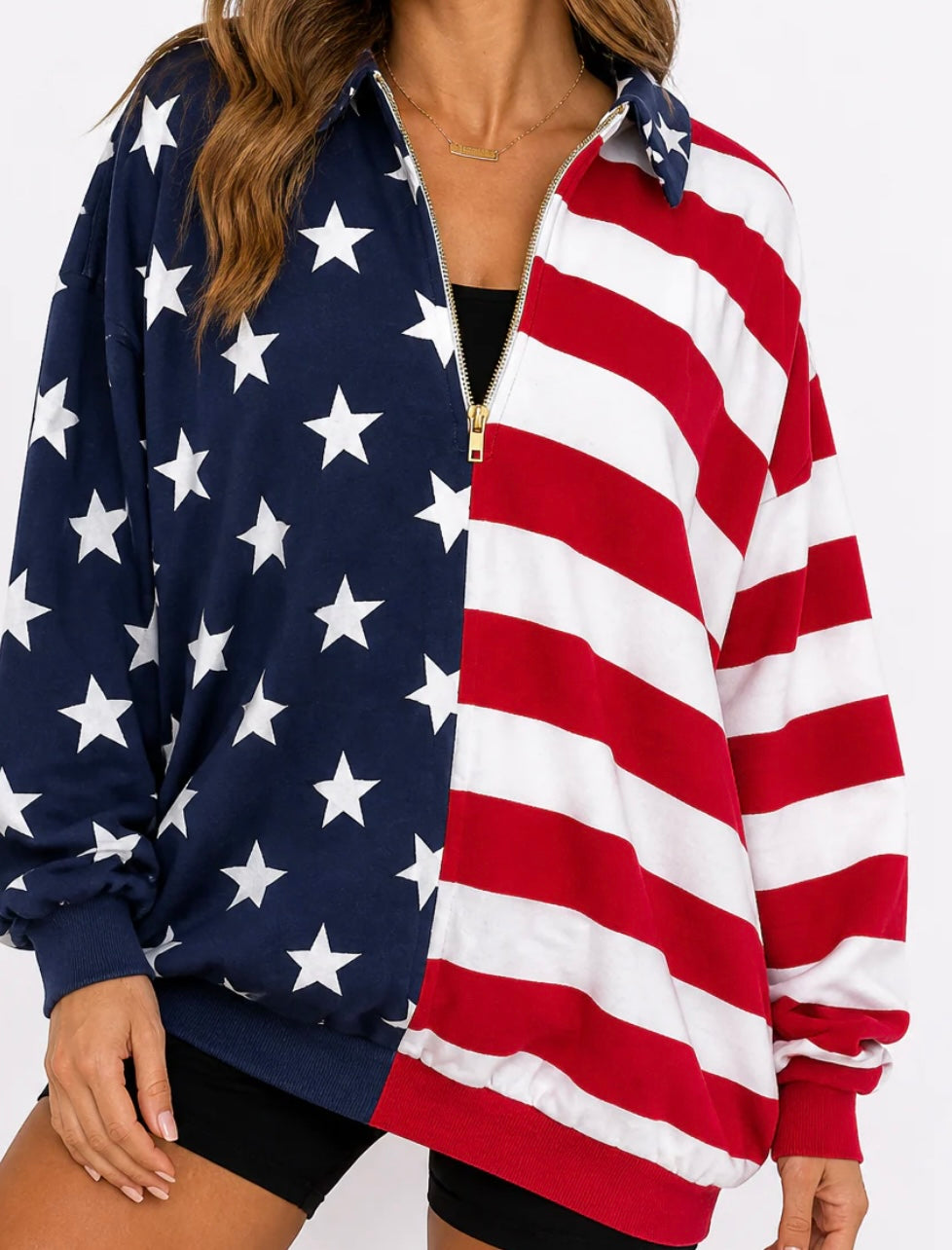 Stars stripes quarter zip sweatshirt