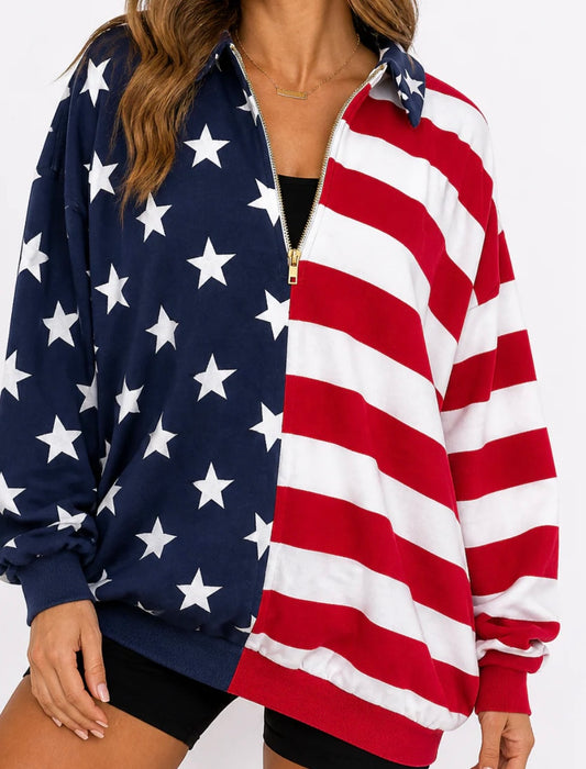Stars stripes quarter zip sweatshirt