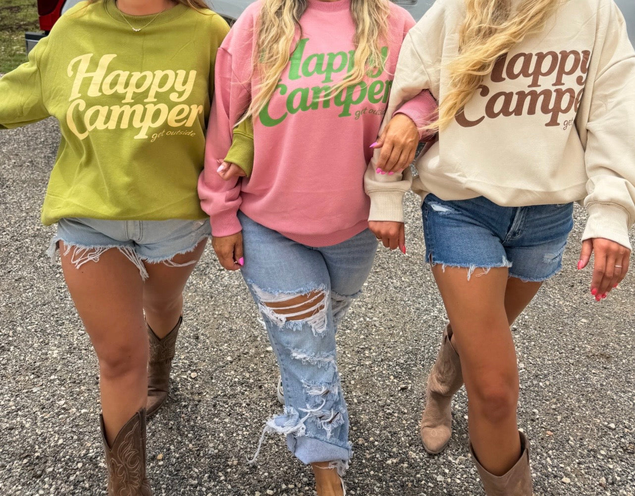 Happy camper crewneck (PREORDER- arriving end of July/early August)