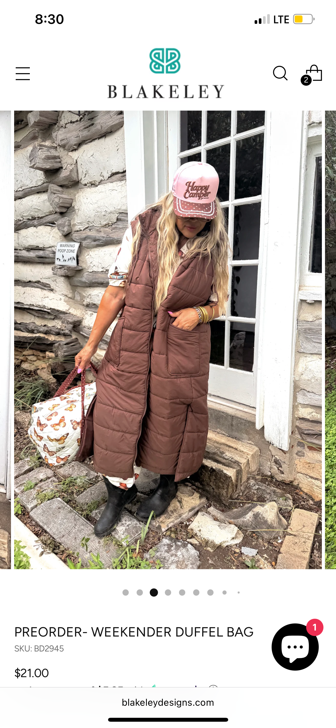 Wild oak puffer vest (PREORDER-arriving early/mid August)
