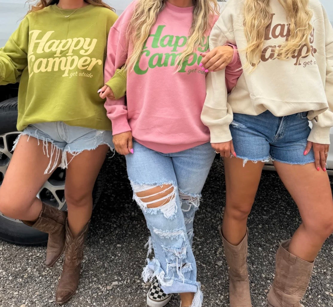 Happy camper crewneck (PREORDER- arriving end of July/early August)