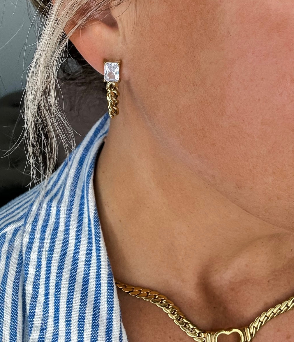 Luxe link diamond earrings