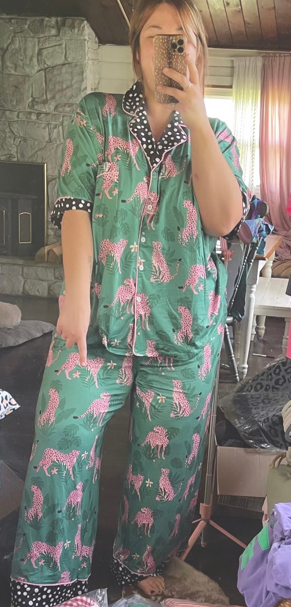 Pink leopard luxe pj set