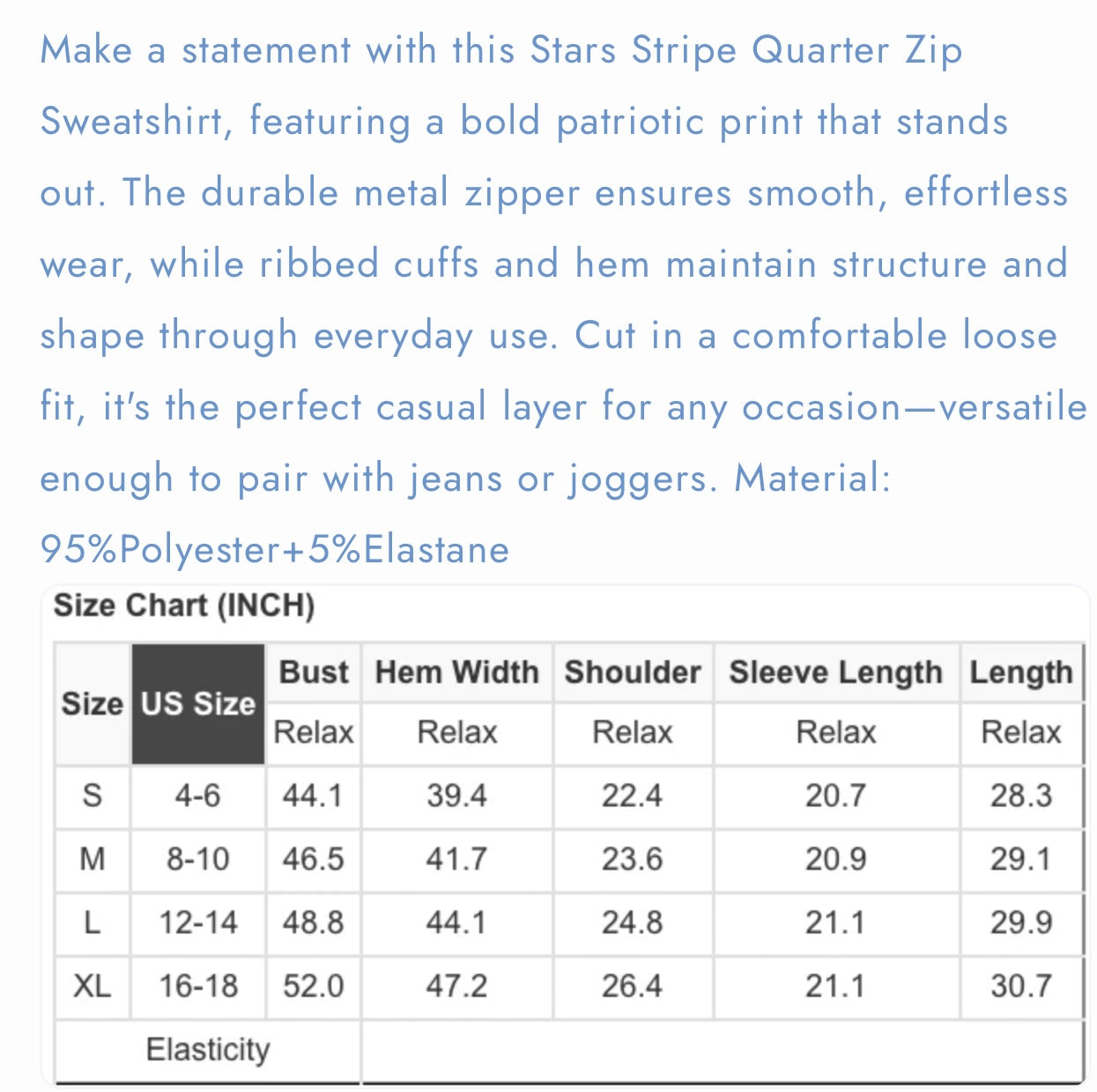 Stars stripes quarter zip sweatshirt