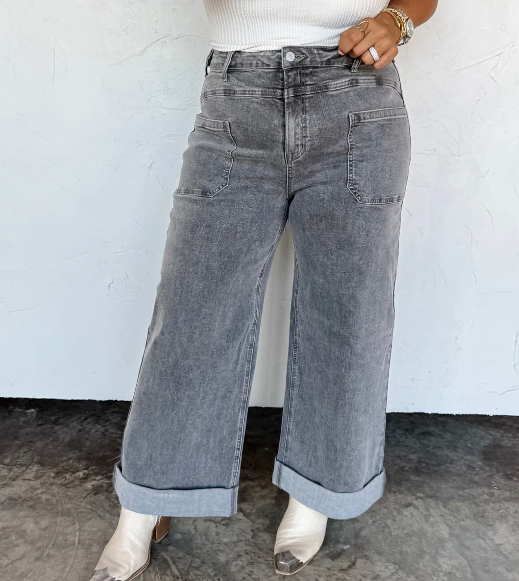 Grey clover front pocket jeans