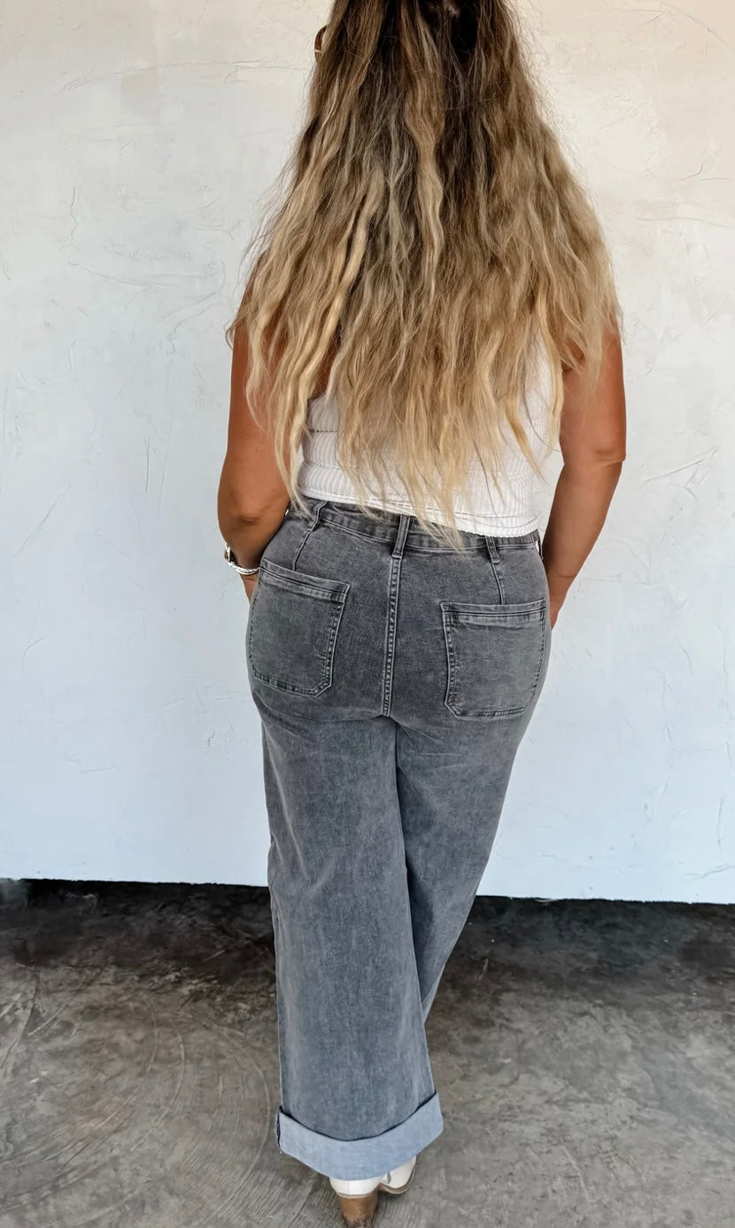 Grey clover front pocket jeans